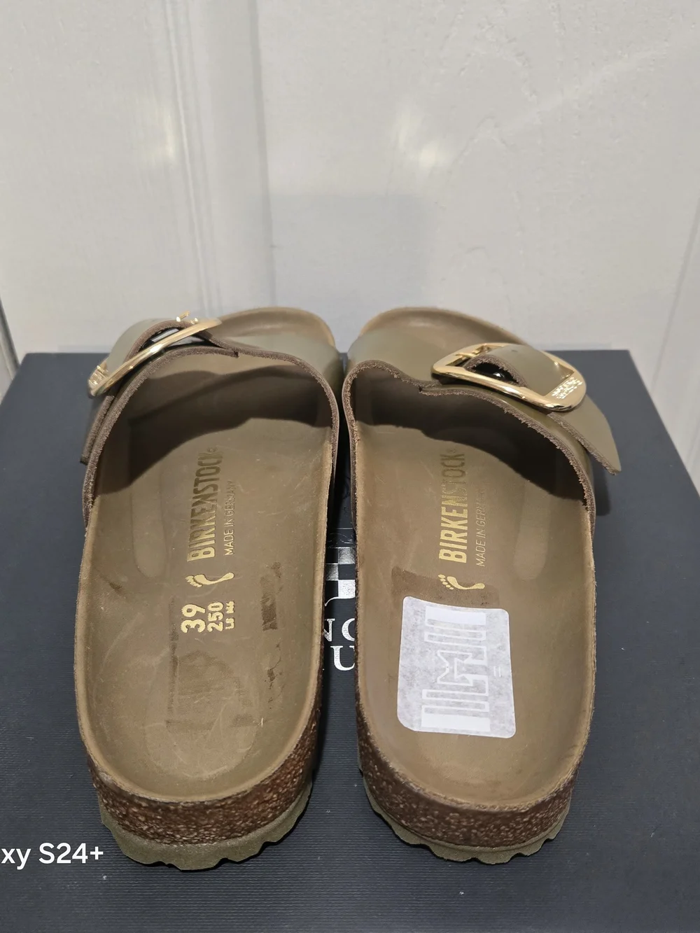Birkenstock Madrid Big Buckle Slide Sandal in Metallic Gold